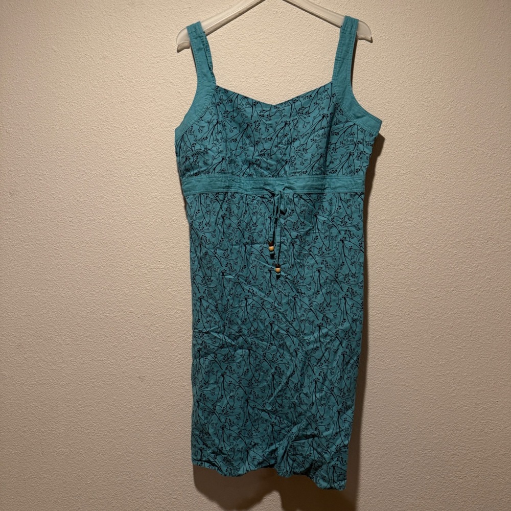 Kathmandu Womens Teal Botanical Print Empire‎ Waist Sundress Size 16 Sleeveless